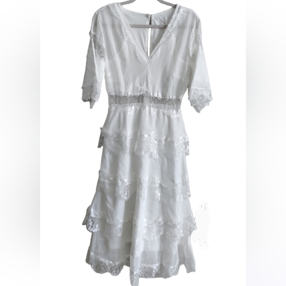 BLENCOT White Boho Maxi Dress NWT Wedding Guest, Summer, Beach S - Picture 8 of 8